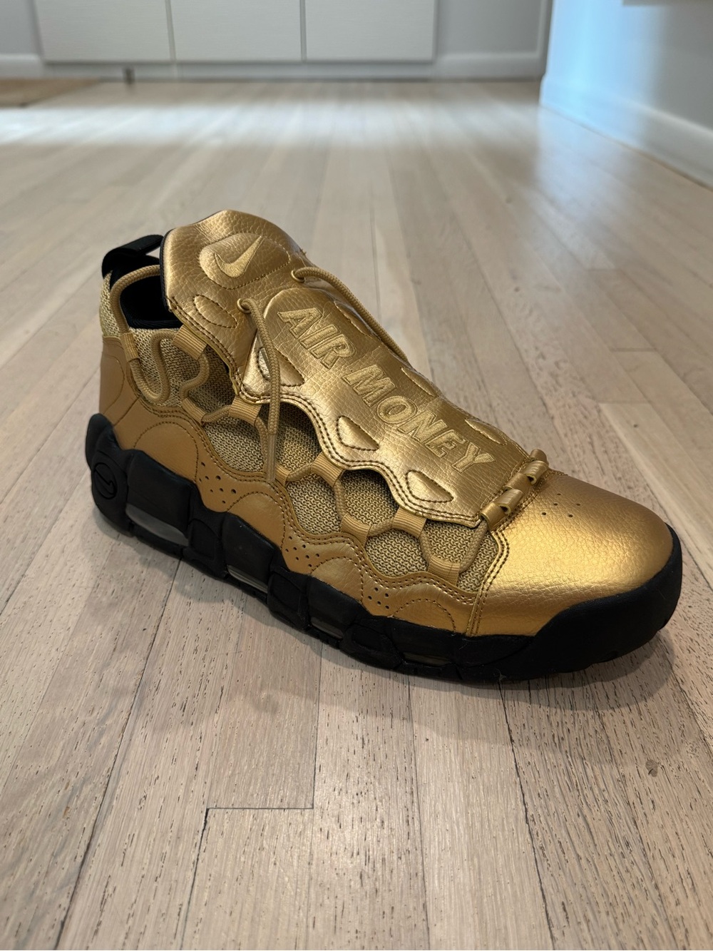 Nike Air Money Men's Metallic Gold and Black Basketball Sneaker
